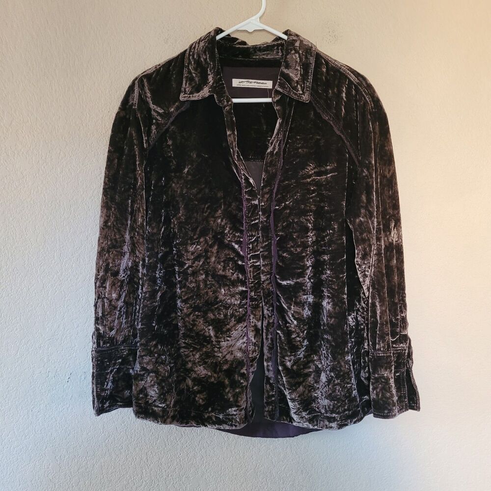 Free People We The Free Marianne Velvet Boho Top Midnight Brown Size Xsmall Euc